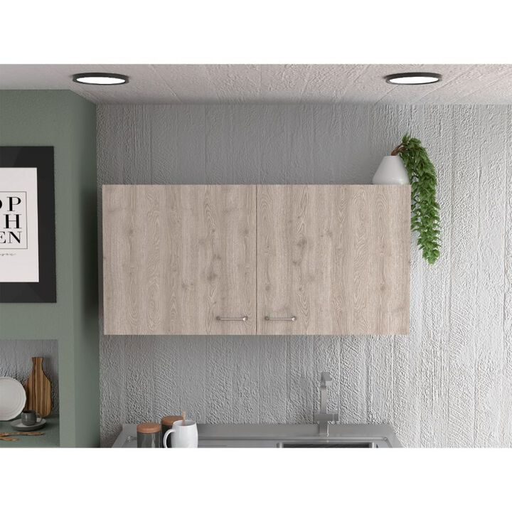 Streamdale Napoles Wall Cabinet, Two Shelves, Double Door - White Light Gray