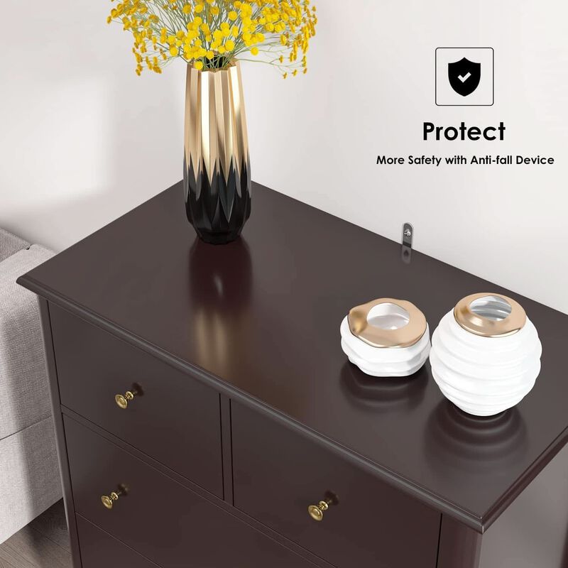 ShipItFurniture Dark Brown Modern 5-Drawer Chest of Drawers for Bedroom image number 4