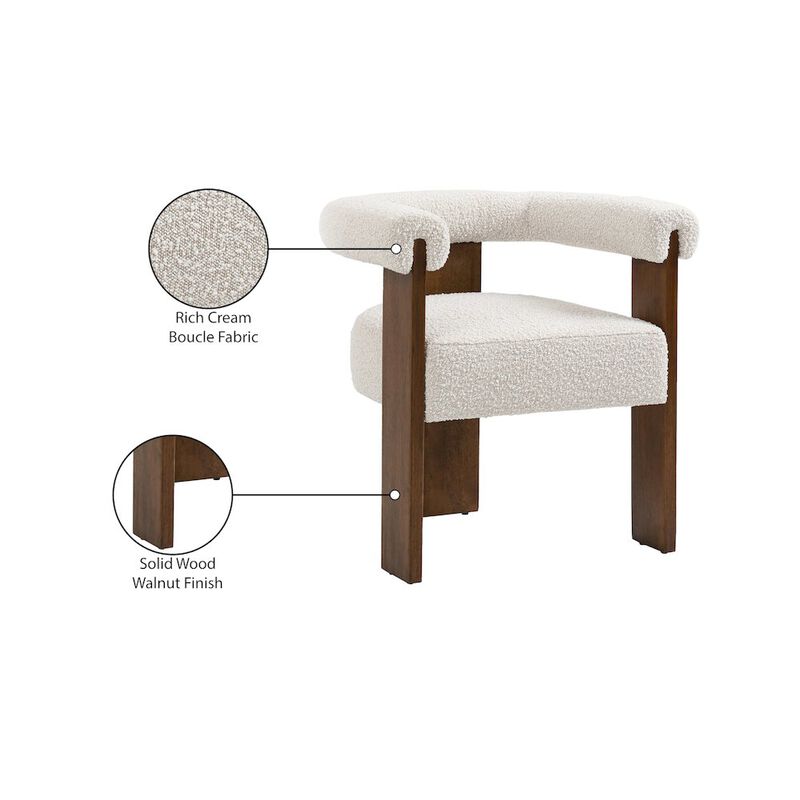 Meridian Furniture Barrel Cream Boucle Fabric Dining Chair