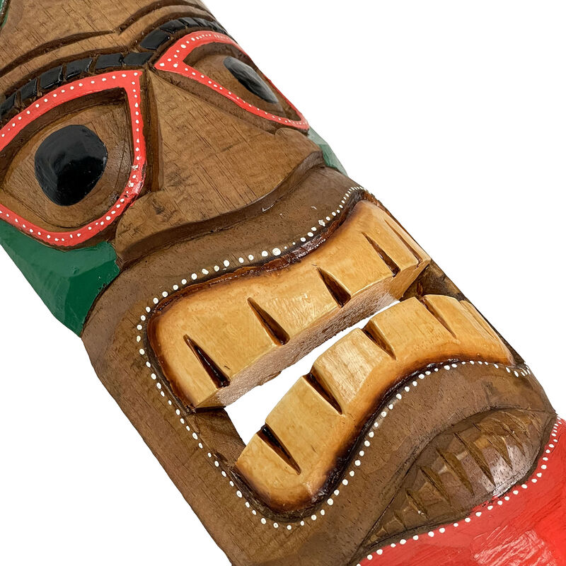 Set of 5 Colorful Tropical Polynesian Style Wooden Tiki Wall Masks 20 Inch image number 4