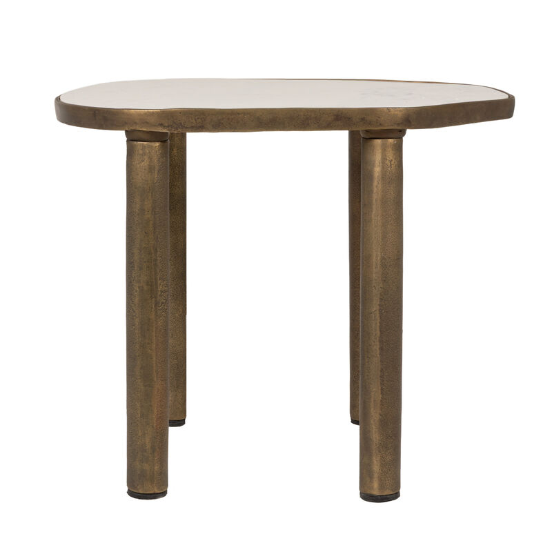 Abstract Shaped Marble End Table with Metal Legs image number 4