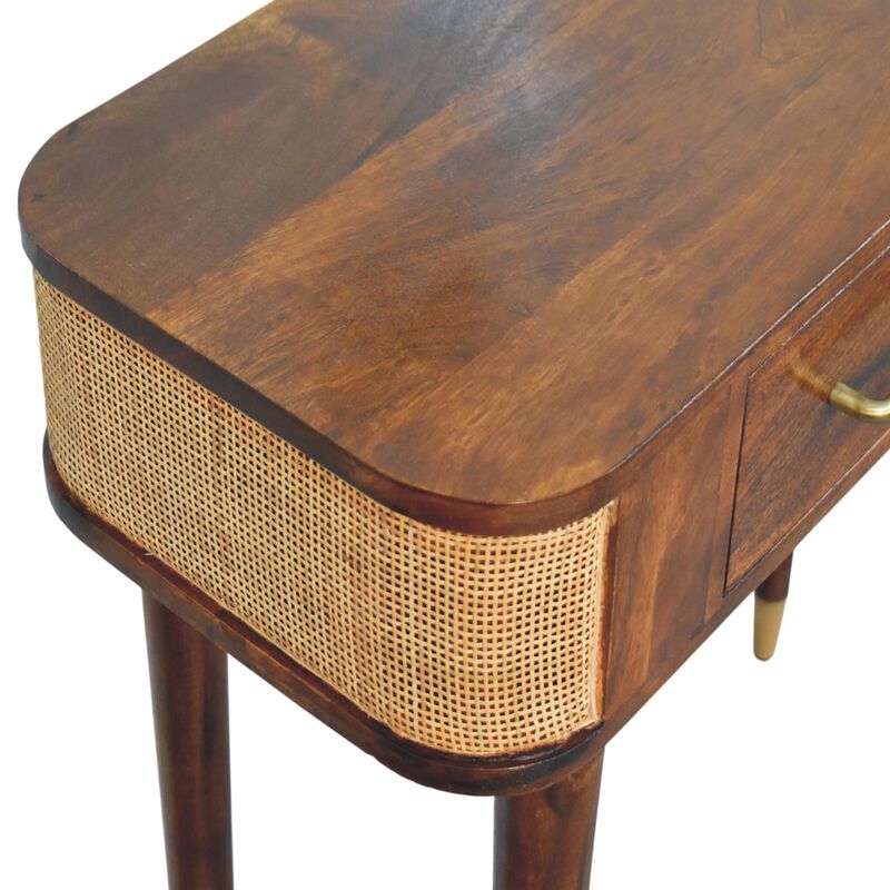 Artisan Furniture Solid Wood Belmont Cane Edge Console Table, 2 Drawers, Brown image number 4