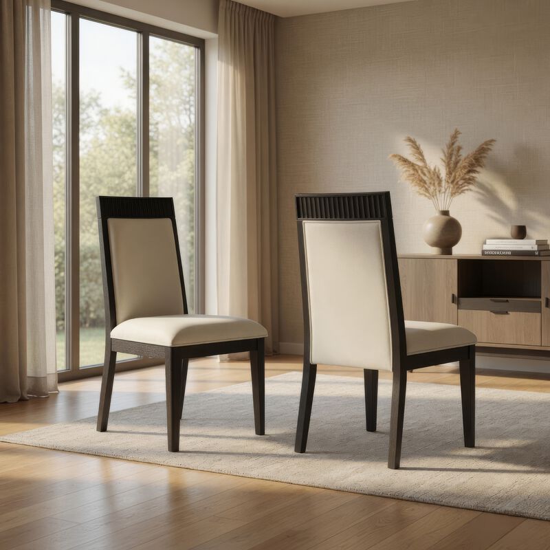 Jack Dining Side Chair Set of 2, Ivory Cushions, Black Ribbed Frame image number 8