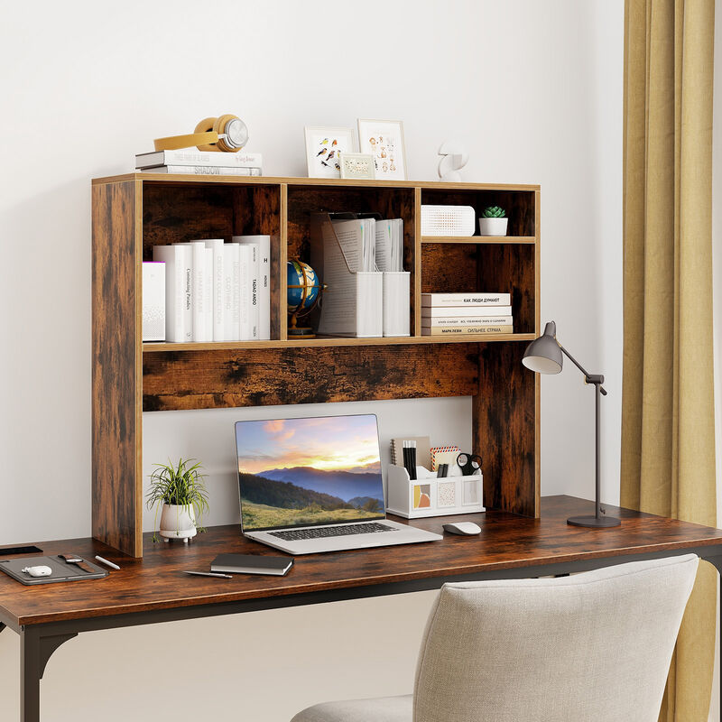 Desktop Bookcase with 4 Cubbies and Open Back, Ideal for Office or Study Desk