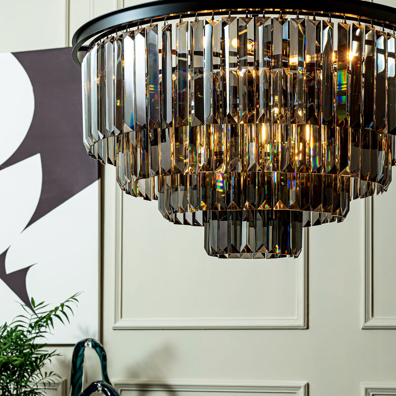 Modern 4-Tier Round Crystal Fringe Chandelier image number 3