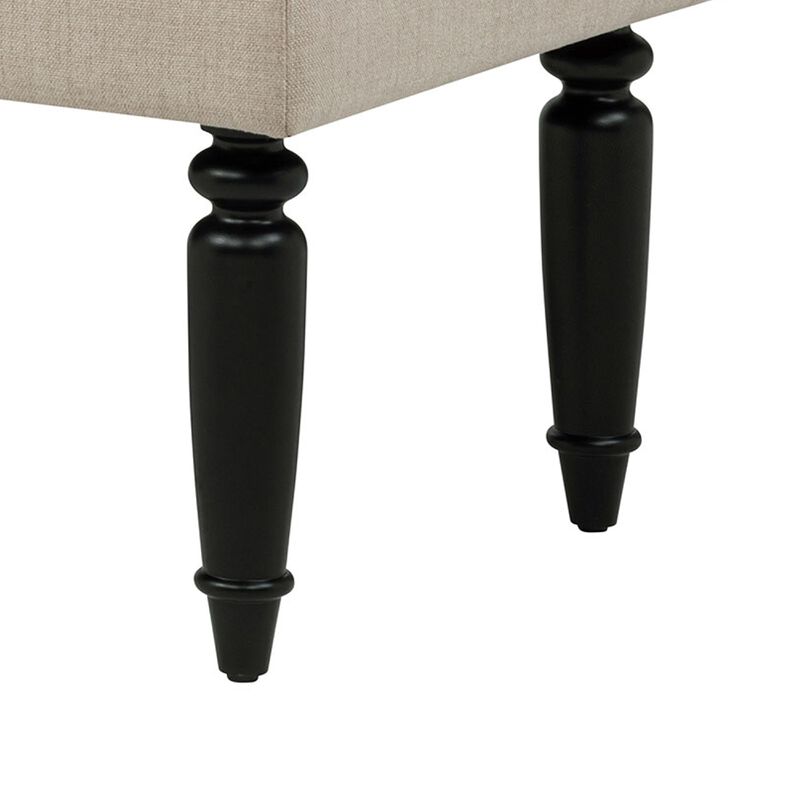 Rasa Accent Bench, Tufted Latte Brown Fabric, Black Turned Legs 52 Inch image number 5