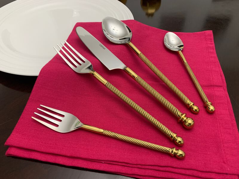 Designer Golden Flatware Set of 20 PC (Stainless Steel, Glossy)