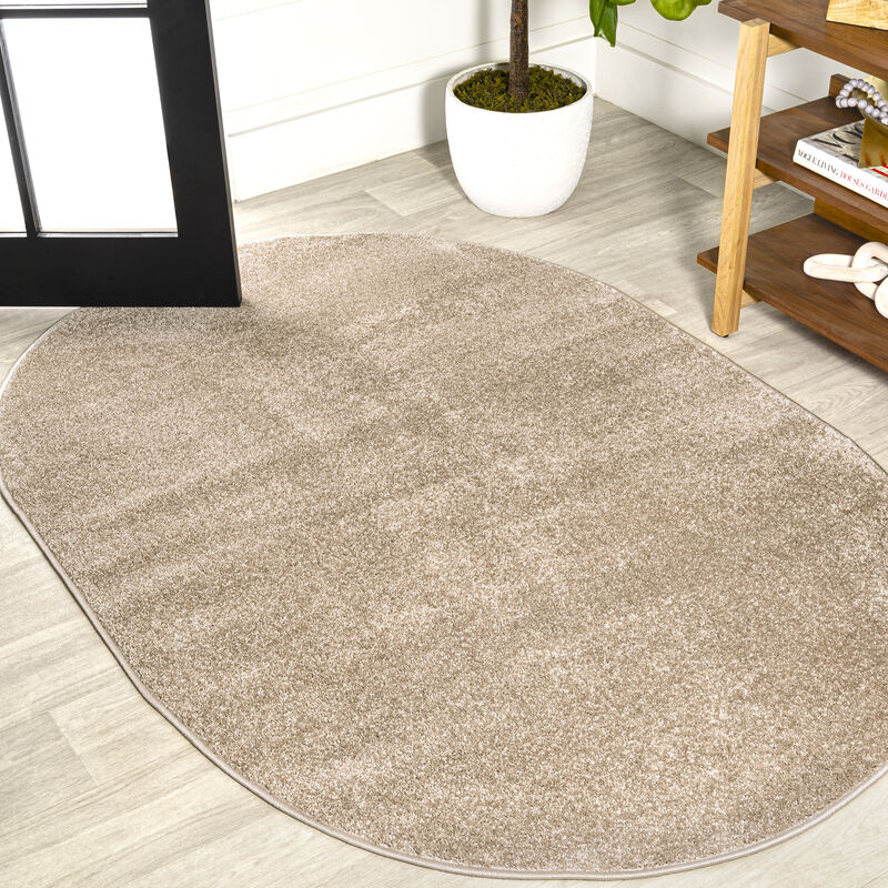 Haze Solid Low Pile Oval Area Rug