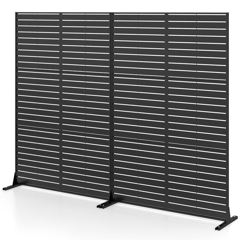 Outdoor Privacy Decorative Divider Screen Panel with Stand and Expansion Bolts for Garden Patio-Black image number 3