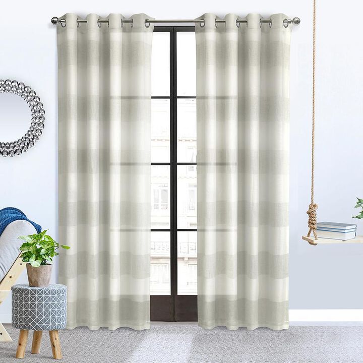 Habitat Paraiso Eclectic Smooth Textured Brighten Space Sheer Panel Grommet Curtain Panel Ivory