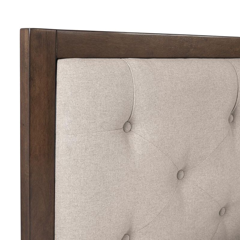 Linon Reid Mid Century Oatmeal Platform Queen Bed image number 2