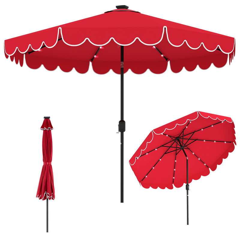 Solar-Powered 10 ft Patio Umbrella with 24 LED Lights image number 0