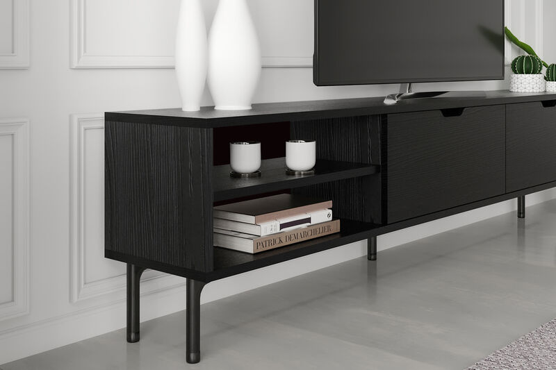 Riga 71"Tv Stand With Legs  Wooden Black-Oak