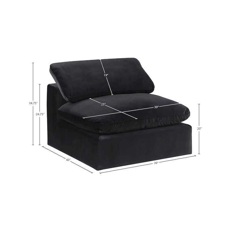 Meridian Furniture Comfy Black Velvet Modular Armless Chair