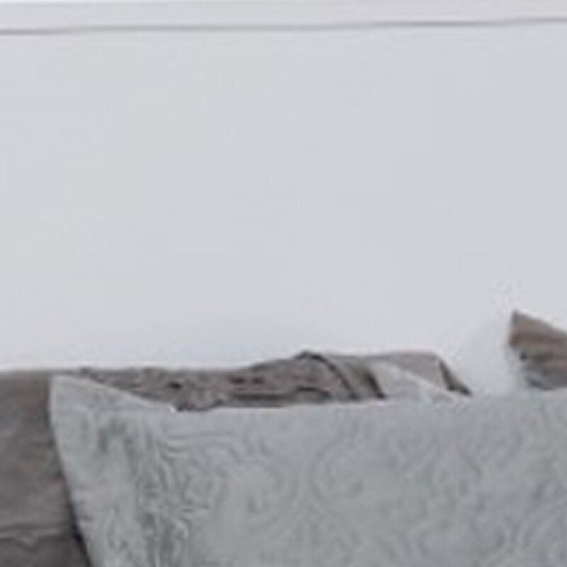 Wooden Eastern King Size Bed with Panel Headboard, White