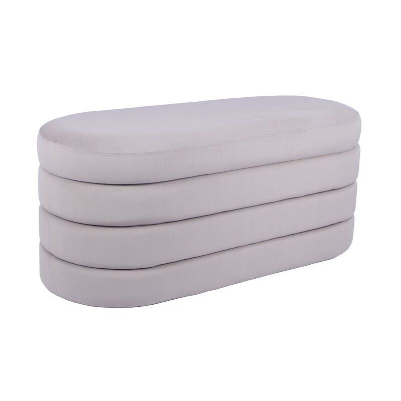 Velvet Ottoman Bench with Storage, Taupe