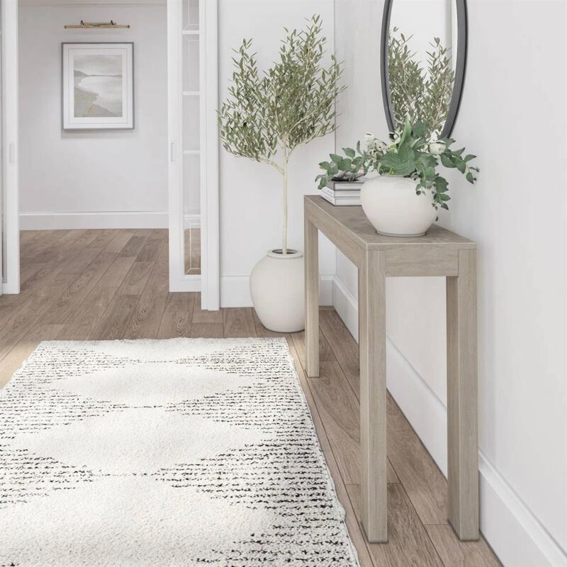 Hivvago Solid Wood Modern Accent Console Table / Sofa Table in Beige Seashell Finish