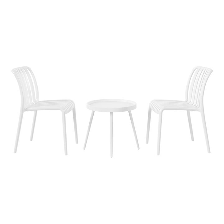 WestinTrends 3-Piece Outdoor Patio Bistro Balcony Furniture Set With Stackable Chairs