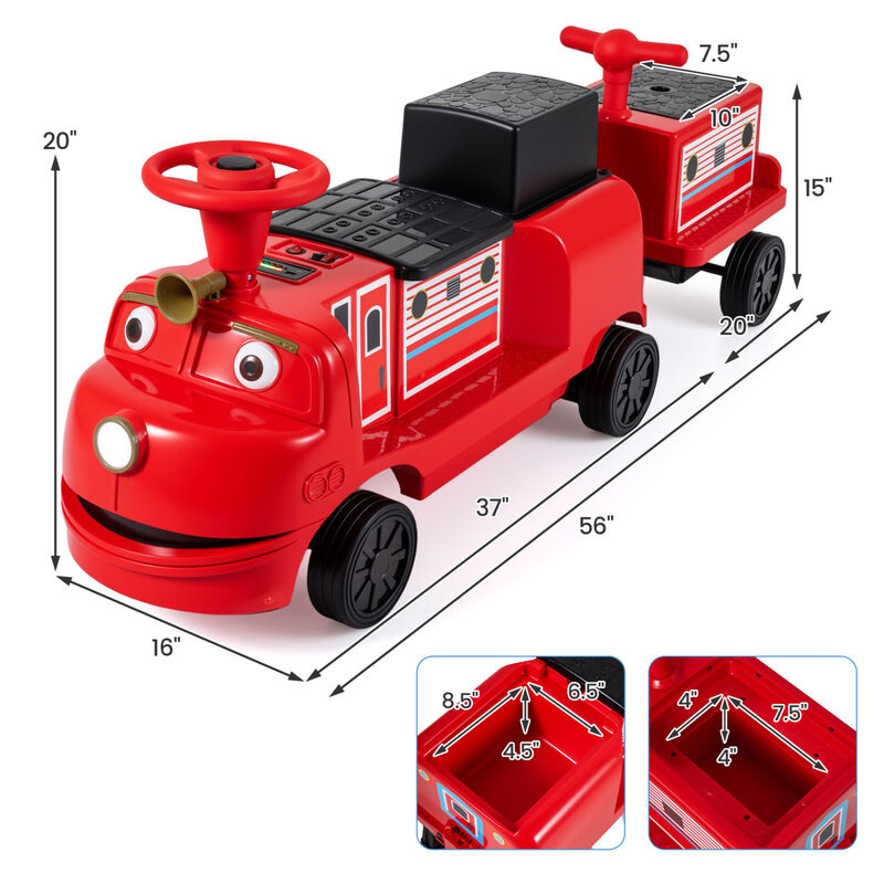 3 Seater 12V Kids Electric Ride On Train with Detachable Carriage for Yard image number 2