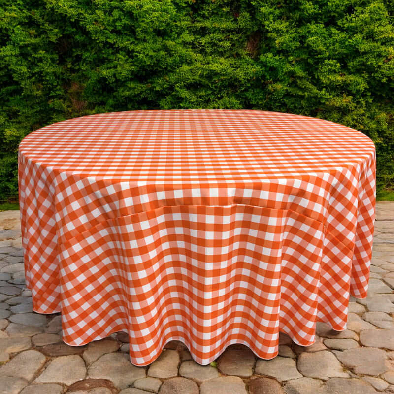 Round Checkered Tablecloth Gingham Style Fabric Table Cover for Dining and Events image number 1