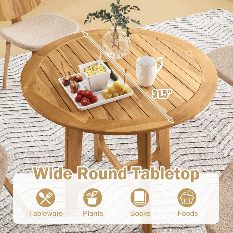 Patio Dining Table with Slatted Tabletop and X-shaped Frame
