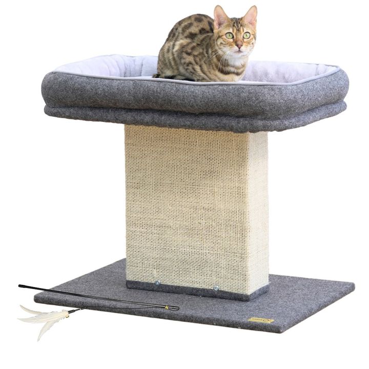 Catry Mellow 2-Level 19" Cat Perch with Replaceable Parts, Washable Bed