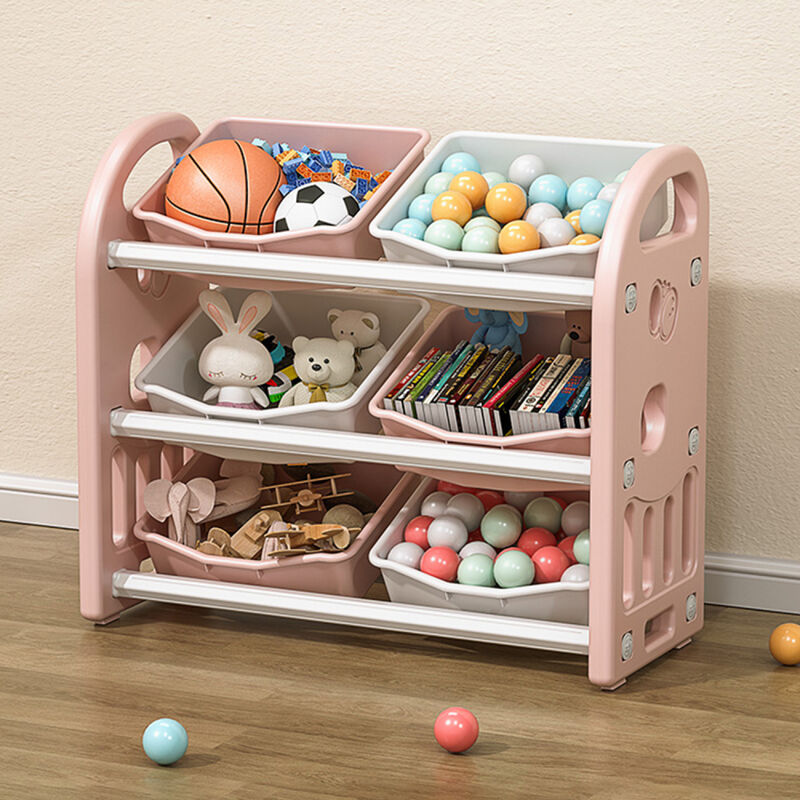 Streamdale 6-Bin Kids Toy Storage Organizer with HDPE Shelf and Bins for Playroom image number 1