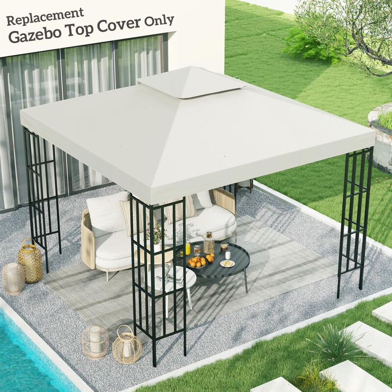 Hivvago 10' x 10' Gazebo Replacement Canopy 2-Tier Top UV Cover (Top Only) image number 1