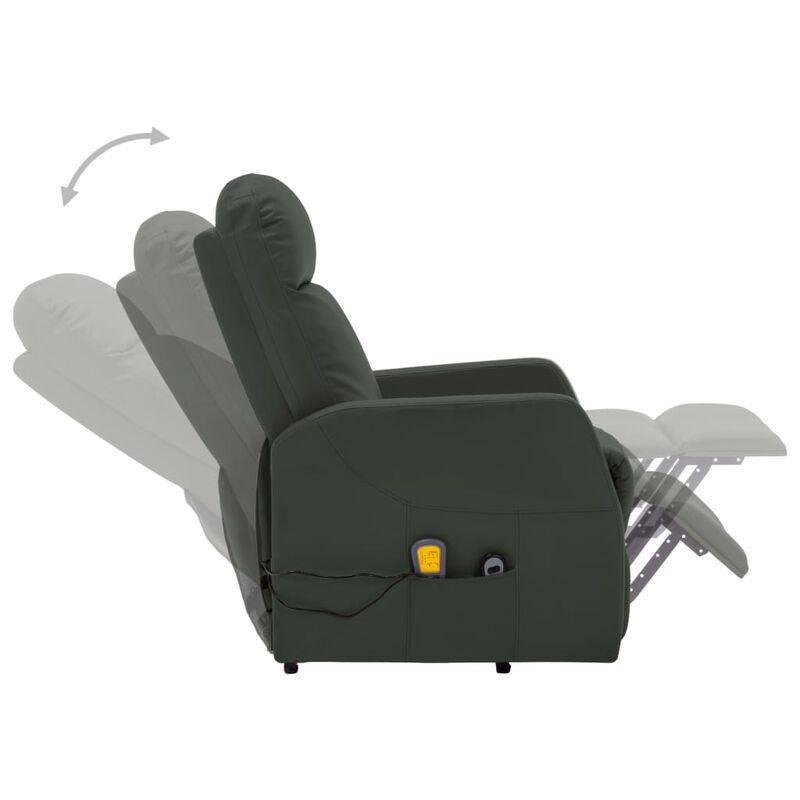 Power Lift Massage Recliner Anthracite Faux Leather