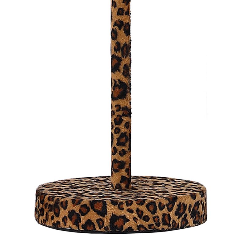 Fabric Wrapped Table Lamp with Dotted Animal Print, Brown and Black - Benzara image number 3