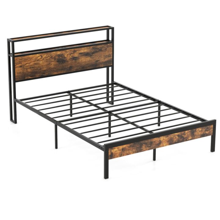 Hivvago Twin/Full/Queen Bed Frame with Storage Headboard and Charging Station