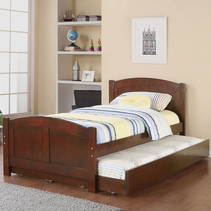 Twin Size Wood Bed With Trundle in Dark Cherry image number 3