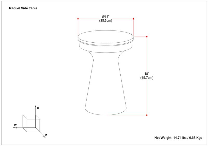 Raquel Modern Contemporary 14 inch Wide Metal Side Table in White / Antique Brass, Fully Assembled