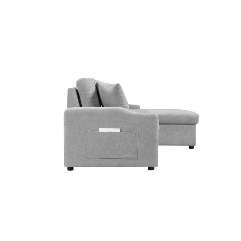 convertible corner sofa with armrest storage, living room and apartment sectional sofa, right chaise longue and gray