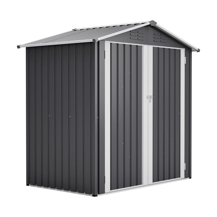 Metal Outdoor Storage Shed 6 x 4 FT Metal Shed with Lockable Door, Waterproof Garden Tool Shed Storage House