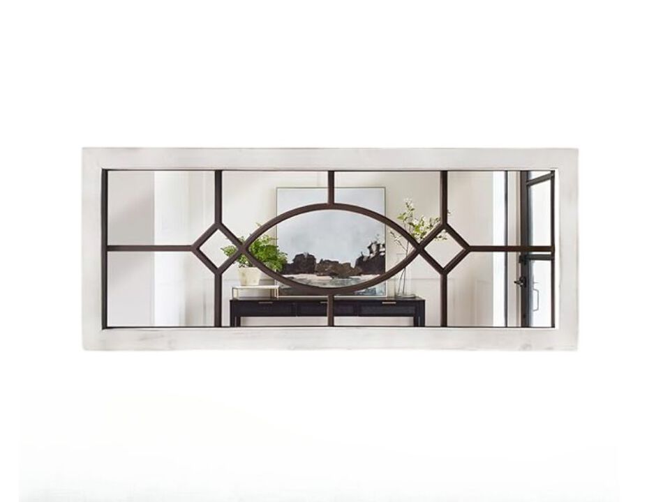 Farmhouse Rustic Mirror &ndash; 43.3" x 17.7" Wooden Wall Decor Accent
