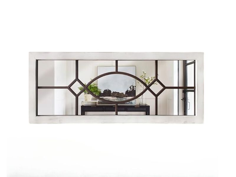 Farmhouse Rustic Mirror &ndash; 43.3" x 17.7" Wooden Wall Decor Accent