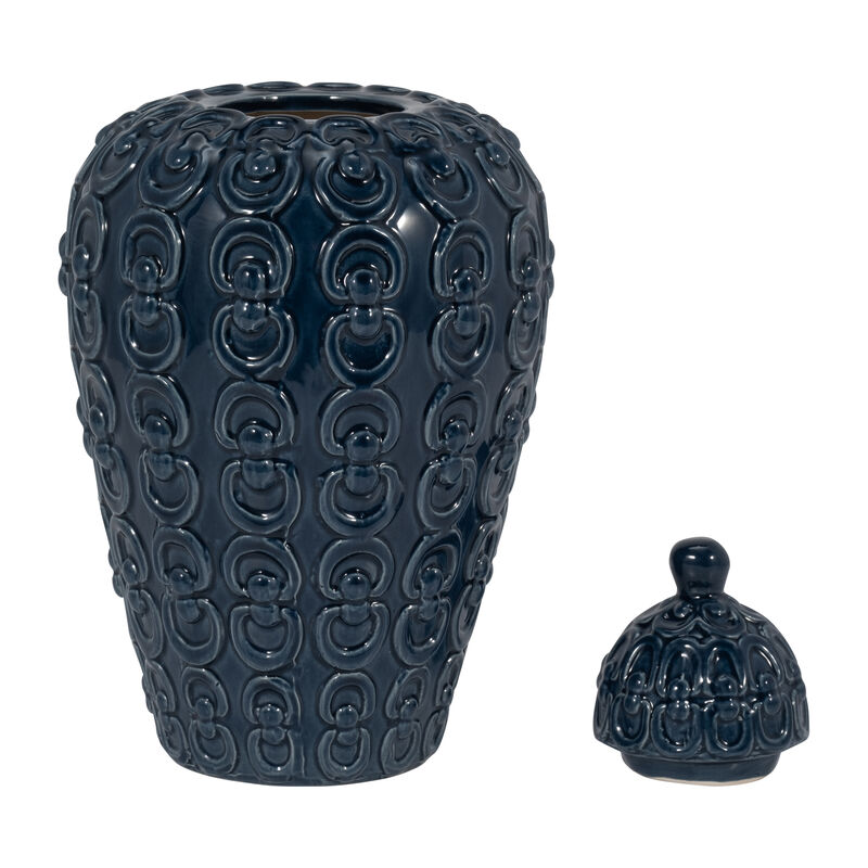 12" Chain Texture Jar, Navy image number 2