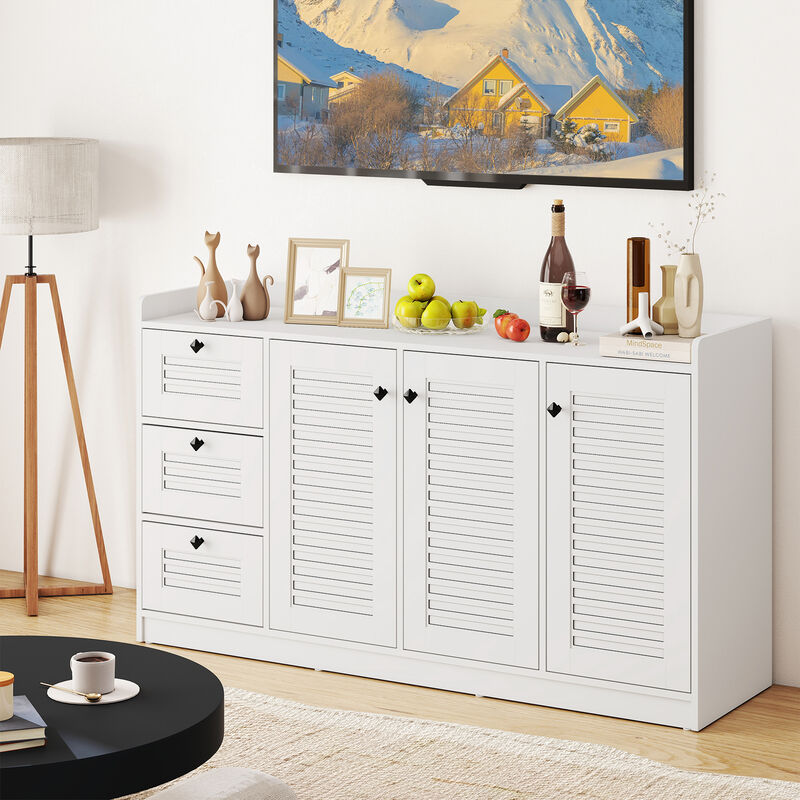 White Sideboard Cabinet with Storage and 3 Doors &ndash; Modern Design image number 3