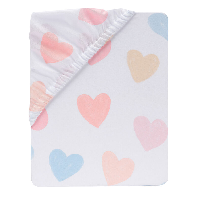 Bedtime Originals Rainbow Hearts White/Peach/Purple Baby Fitted Crib Sheet