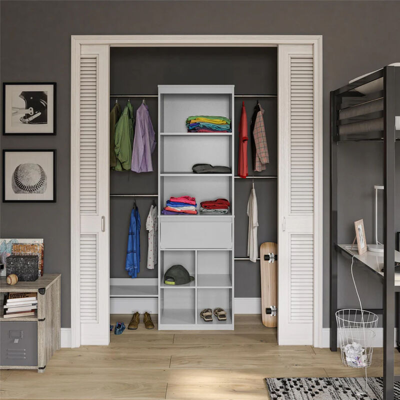 Grow with Me Grey Adjustable Kids' Closet Organizer System
