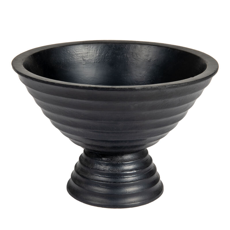 Boho Wood Pedestal Serving Bowl, Light Brown Finish image number 0