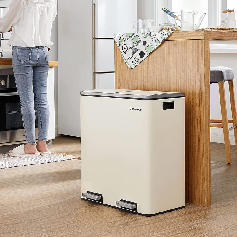 2 x 8 Gallon Black Dual Trash Garbage Can with Lid