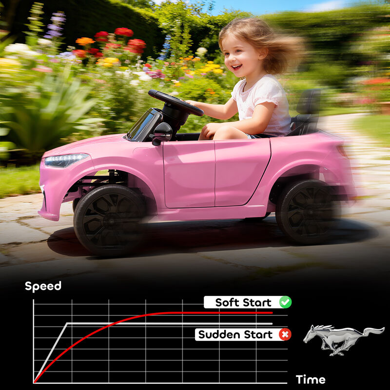 BreeBe 12V Kids Ride On Car, Licensed Ford Mustang Mach-E Electric Car with Remote Control, LED Light, Music image number 5