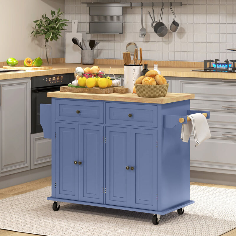Hivvago Kitchen Island Cart on Wheels with Storage and Drawers image number 1