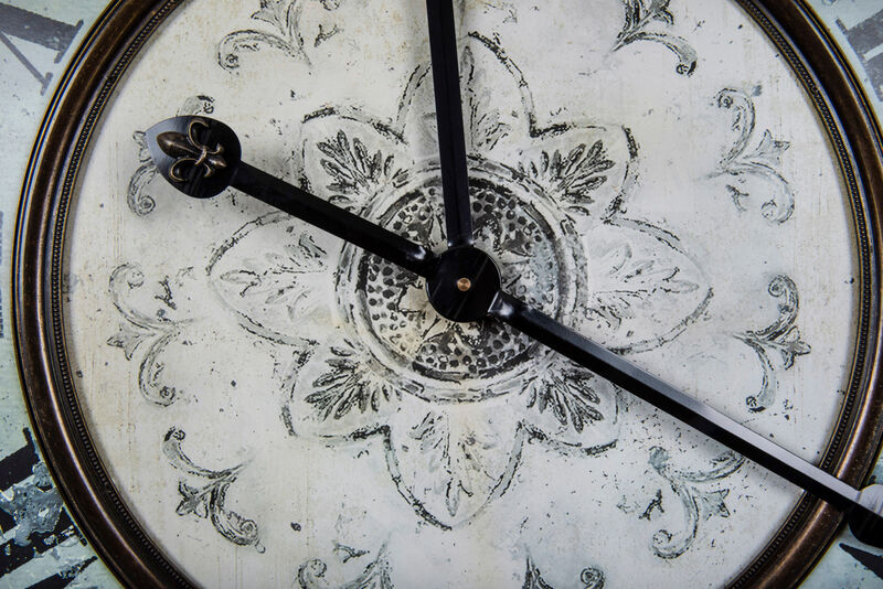 Decorative Round Wood Wall Clock with Distressed Finish, Mint Green image number 4
