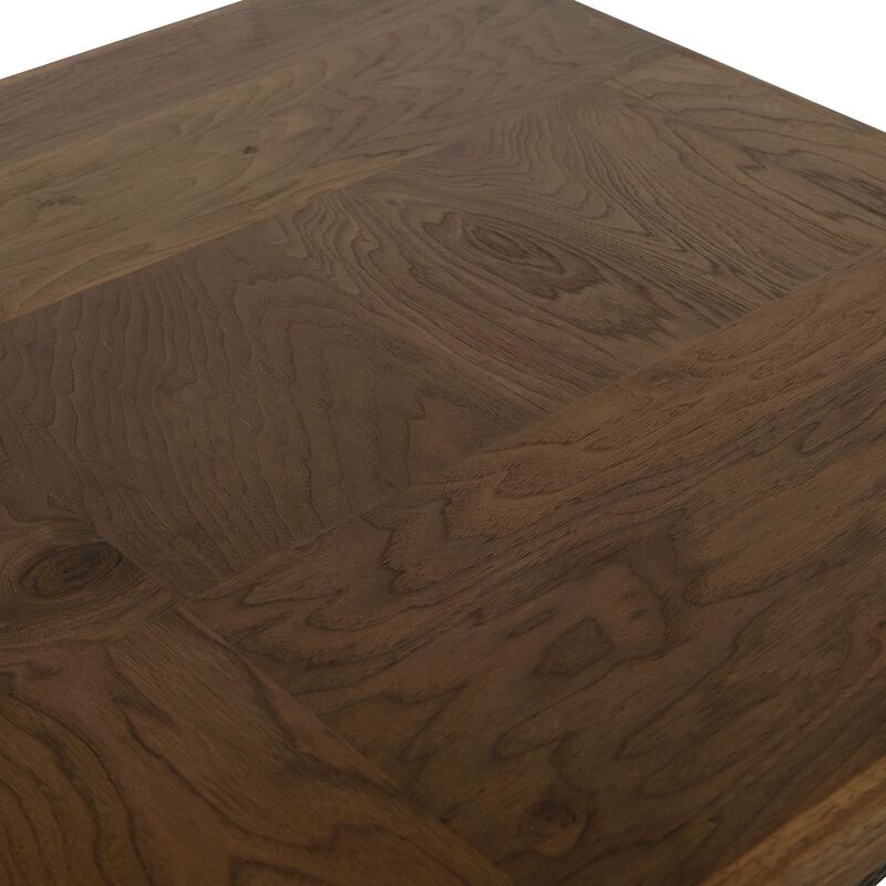 Ally Dining Table, Textured Apron, Walnut Brown Parota Wood 87 Inch - Benzara