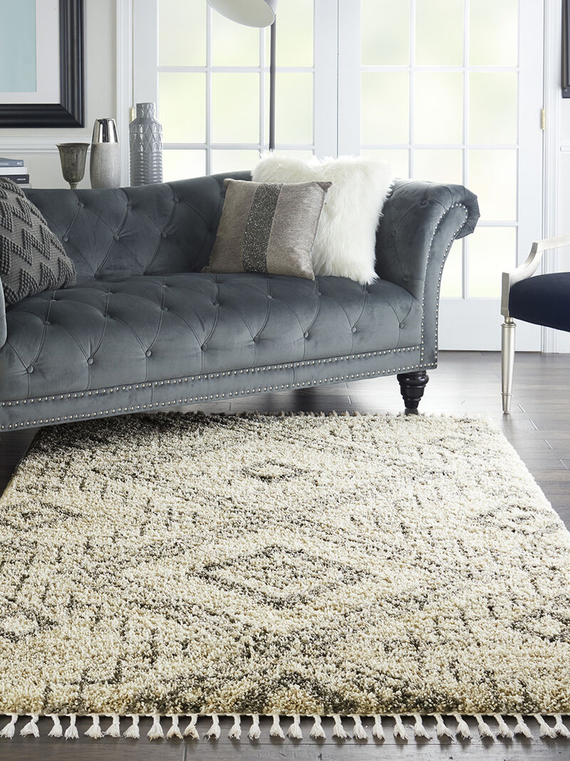 Oslo Shag OSL02 Ivory/Gray 4' x 6' Rug