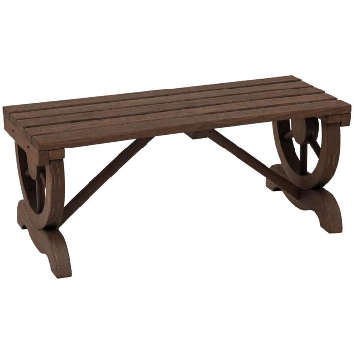 Hivvago 2 Person Wooden Garden Bench Rustic Outdoor Porch Furniture