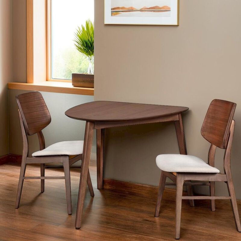 Solid Wood Corner Table with 2 Chairs in Brown, Ideal for Dining Areas image number 3